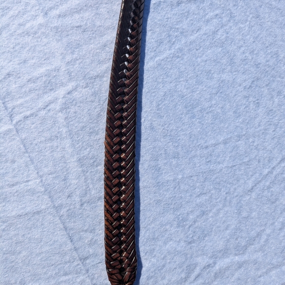 Unique Braided Brown Leather Belt with Silver Buckle - Picture 4 of 5